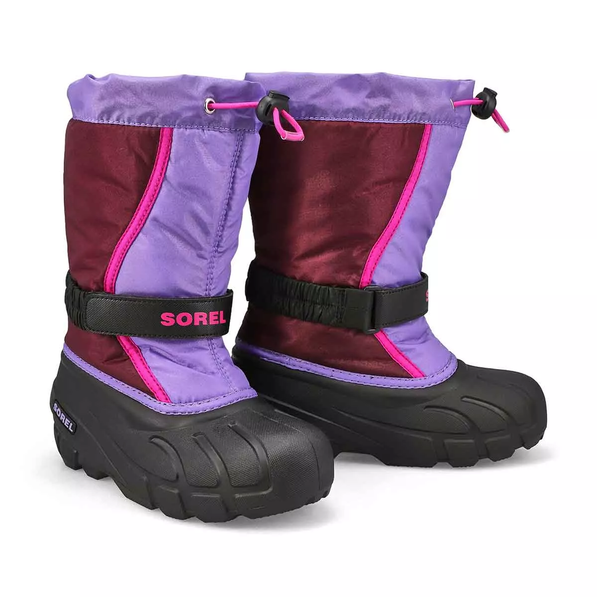 Affordable Sorel, Girls'  Flurry Pull On Winter Boot - Purple Dahlia Paisley 0113