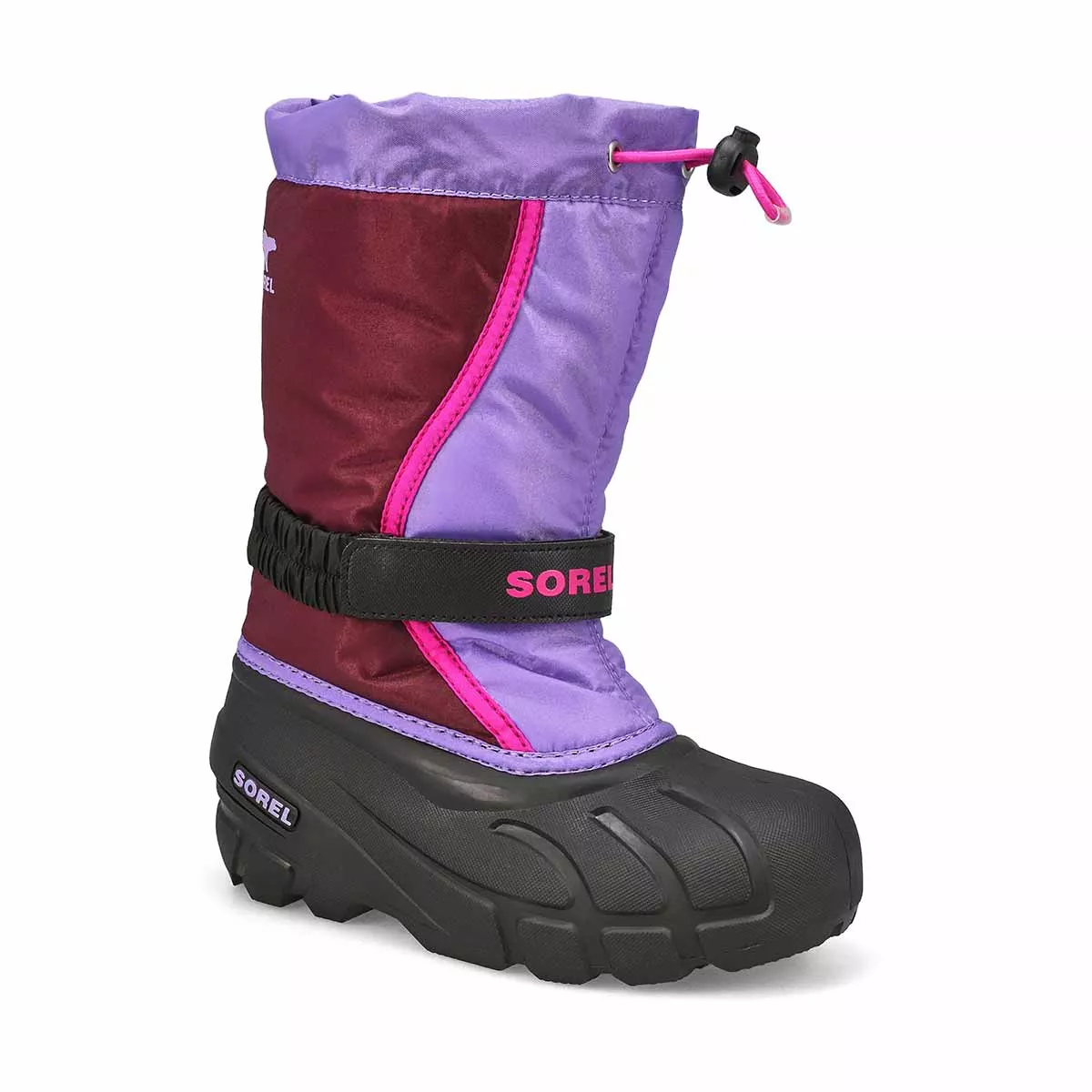 Affordable Sorel, Girls'  Flurry Pull On Winter Boot - Purple Dahlia Paisley 0113